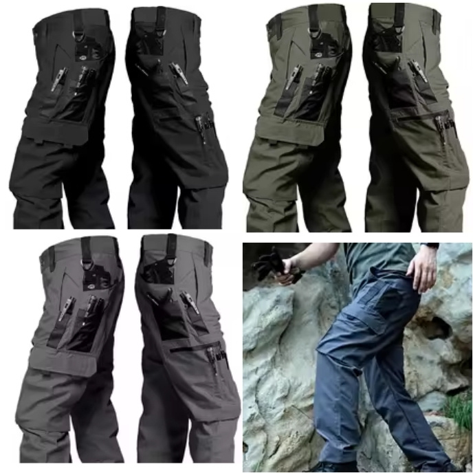 Men’s outdoor multi-pocket waterproof cargo work pants